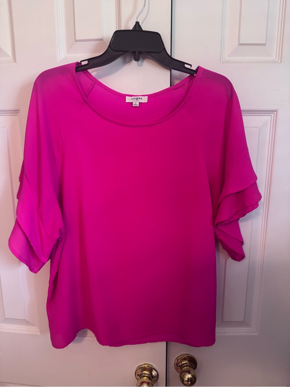 Umgee Bright Fuchsia Ruffle Sleeve Blouse